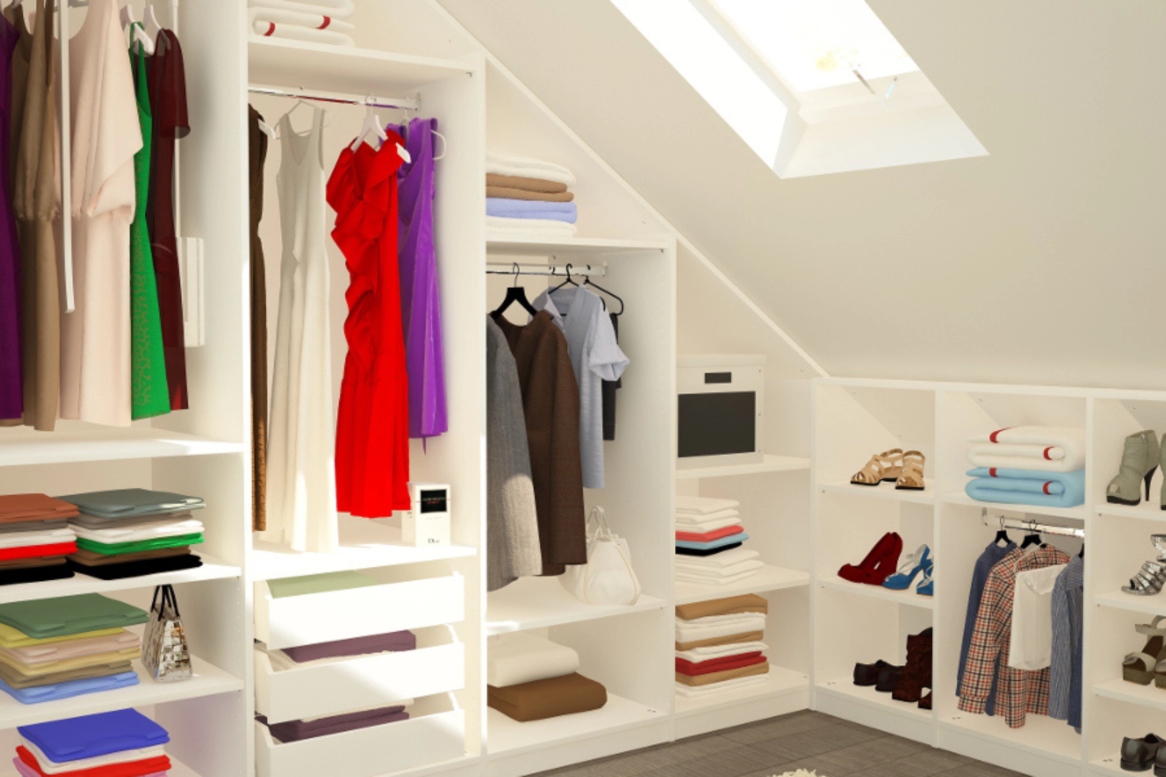 begehbarer Kleiderschrank unter der Dachschräge