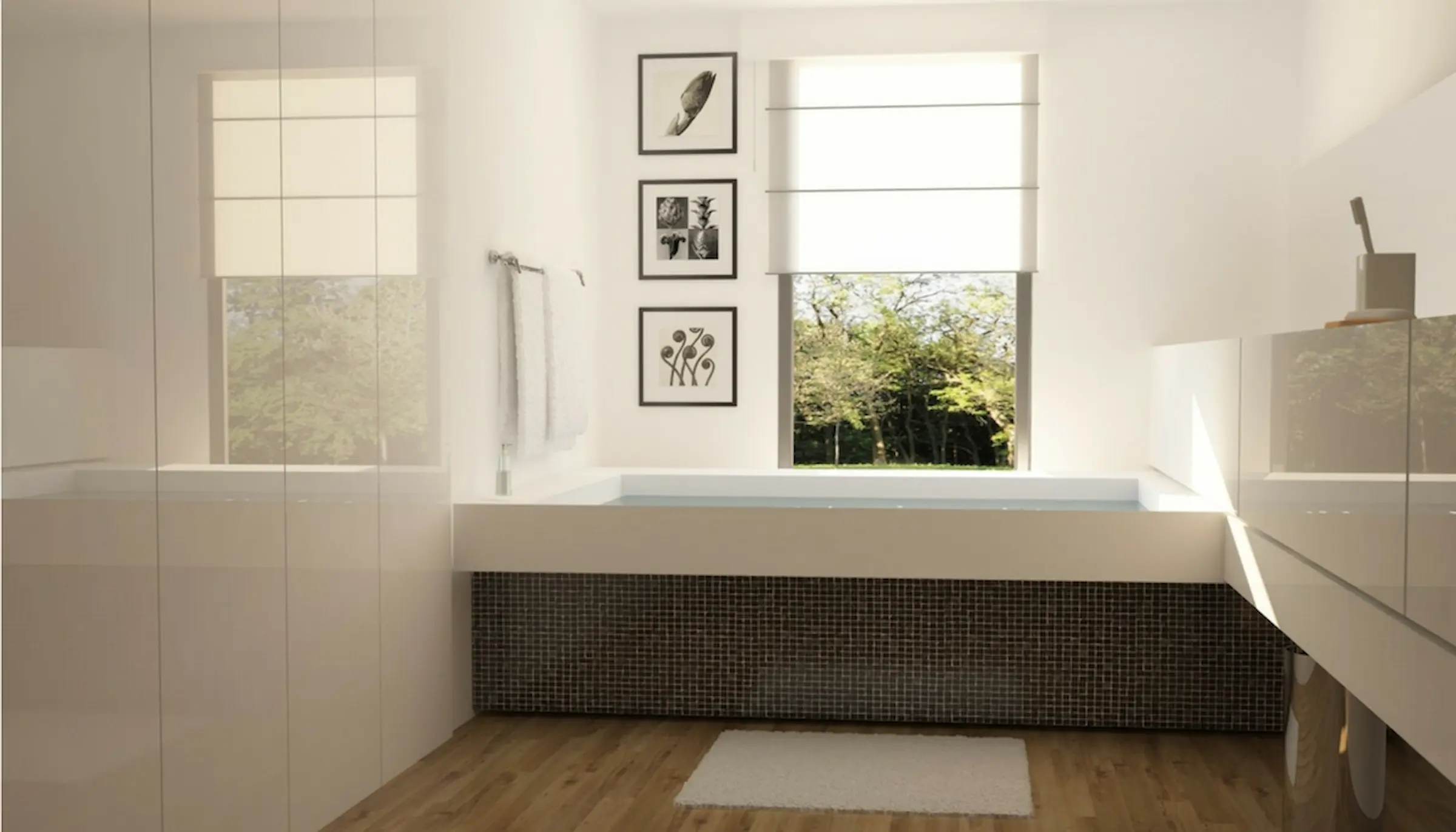 Einbauschrank nach Mass in Weiss im Badezimmer.