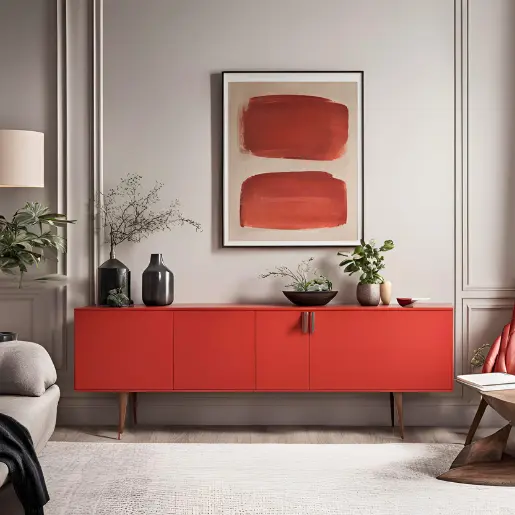 Sideboard in dem Sondermaterial Signalrot